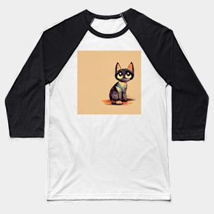 Cute Cat pattern 44 regular grid Baseball T-Shirt